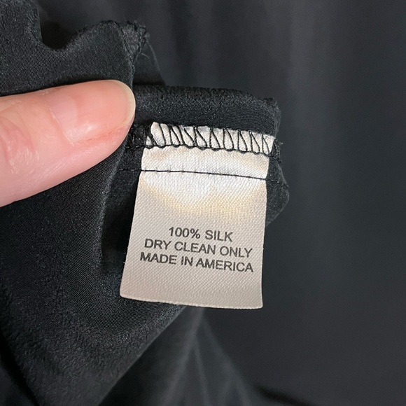 AMANDA UPRICHARD black 100% silk v neck tunic dress size large minimalist - Picture 7 of 7